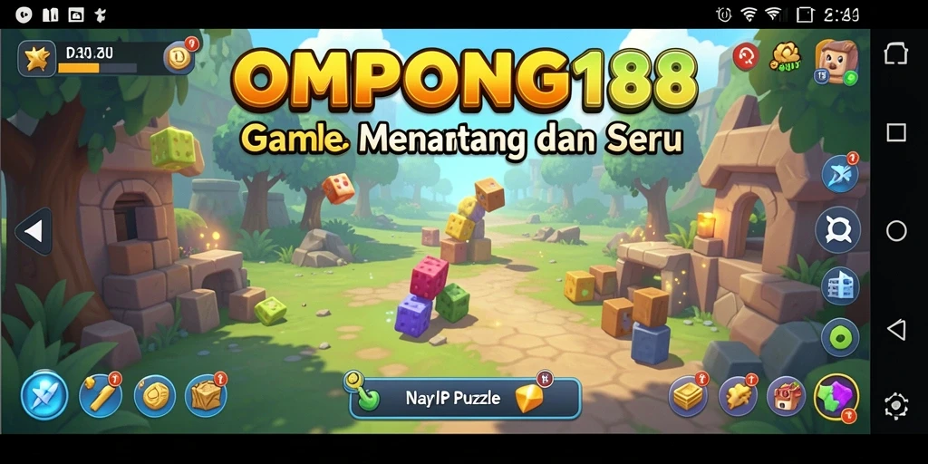 Screenshot OMPONG188 menampilkan gameplay seru dengan tantangan puzzle.
