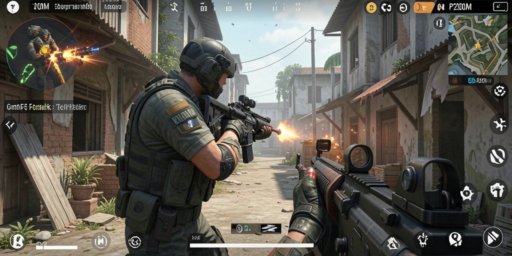 Tangkapan layar P200M menampilkan aksi intens dalam gameplay FPS yang mengasyikkan.