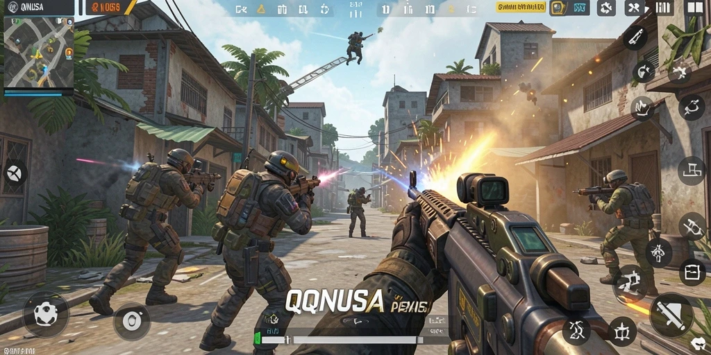 Gameplay menegangkan dalam pertempuran FPS yang intens.